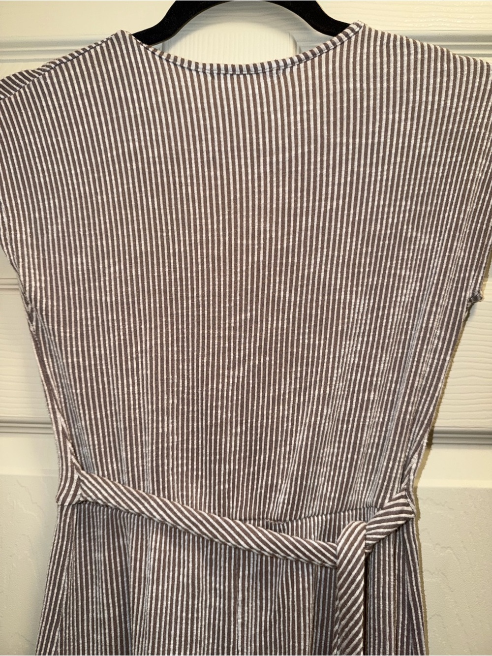 Caution To The Wind Taupe Ribbed Wrap Midi Dress - Picture 6 of 7
